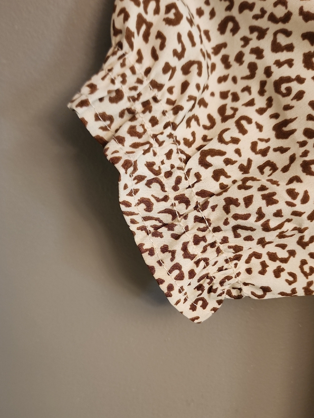 Women’s Cream And Brown Leopard Print Tiered Dress - Picture 6 of 12
